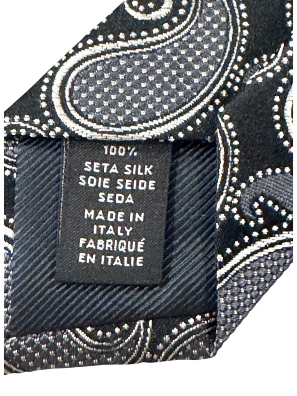 Ermenegildo Zegna Black and Silver Paisley Silk Tie Italy Necktie - Picture 5 of 6